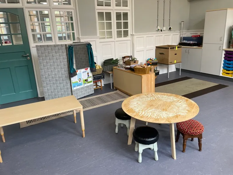 Bright 3 year old classroom with tables and resources, Ysgol Feithrin Y Trallwng, Welshpool